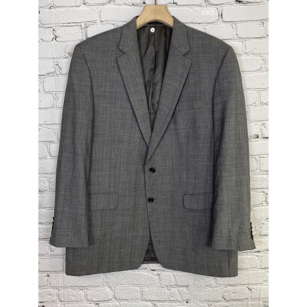 Lauren Ralph Lauren Suit Coat 100% Wool‎ Mens Sz 46L Gray Prince Of Wales Check